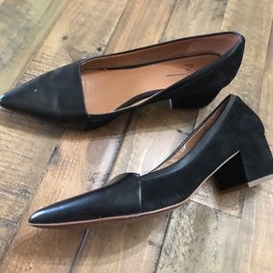 Linea Paolo black suede leather block heel pump 9